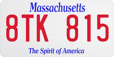 MA license plate 8TK815