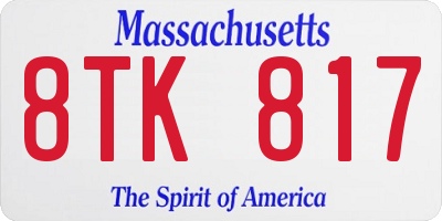 MA license plate 8TK817