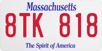 MA license plate 8TK818