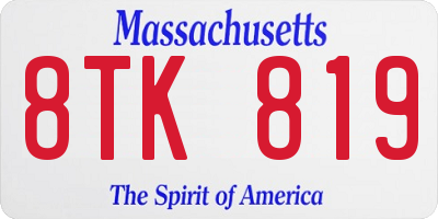 MA license plate 8TK819