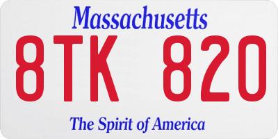 MA license plate 8TK820