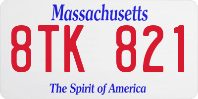 MA license plate 8TK821