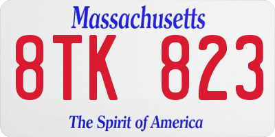 MA license plate 8TK823