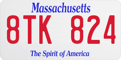 MA license plate 8TK824