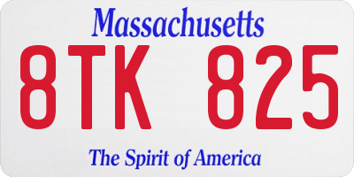 MA license plate 8TK825