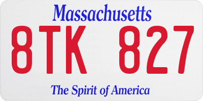 MA license plate 8TK827