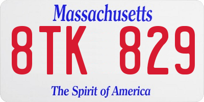 MA license plate 8TK829