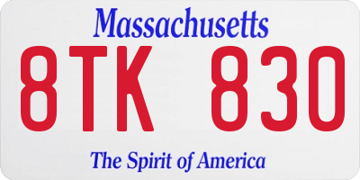 MA license plate 8TK830