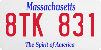 MA license plate 8TK831
