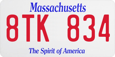 MA license plate 8TK834