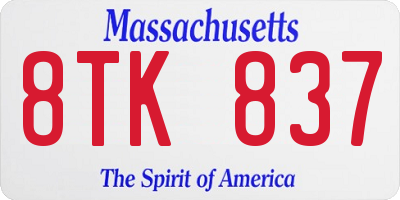 MA license plate 8TK837
