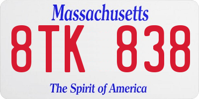 MA license plate 8TK838