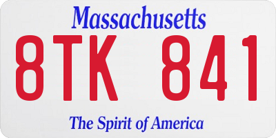 MA license plate 8TK841