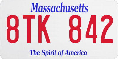 MA license plate 8TK842