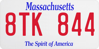 MA license plate 8TK844