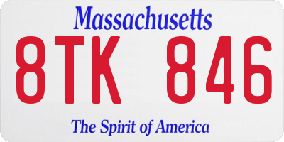 MA license plate 8TK846