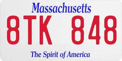 MA license plate 8TK848