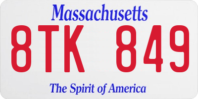 MA license plate 8TK849