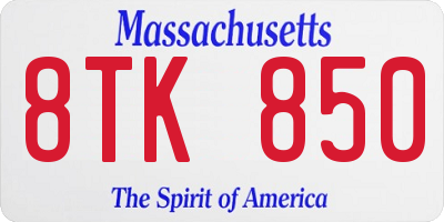 MA license plate 8TK850