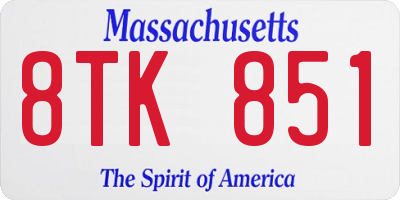MA license plate 8TK851