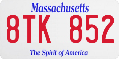 MA license plate 8TK852