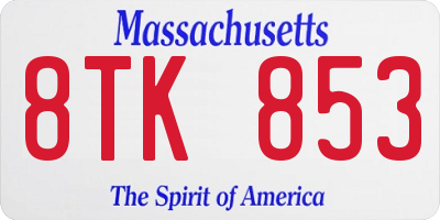 MA license plate 8TK853