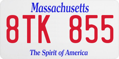 MA license plate 8TK855