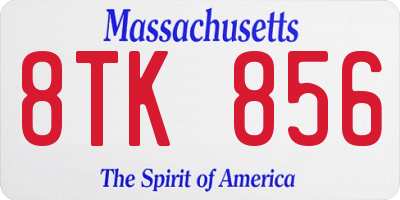 MA license plate 8TK856