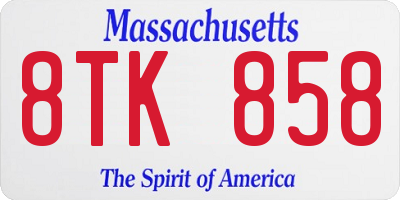 MA license plate 8TK858