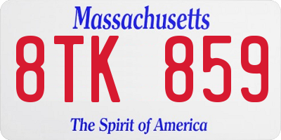 MA license plate 8TK859
