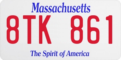 MA license plate 8TK861