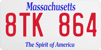 MA license plate 8TK864