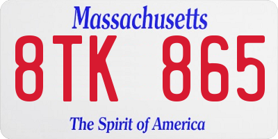 MA license plate 8TK865