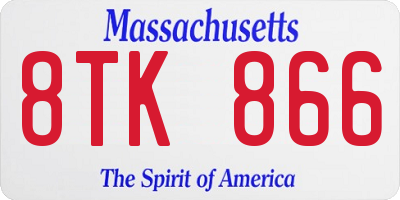 MA license plate 8TK866