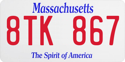 MA license plate 8TK867