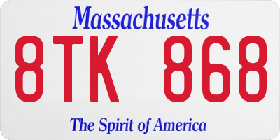 MA license plate 8TK868