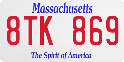 MA license plate 8TK869
