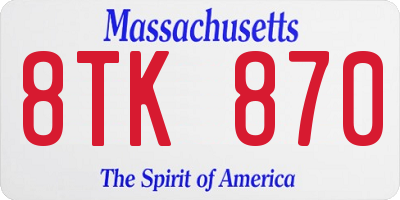 MA license plate 8TK870