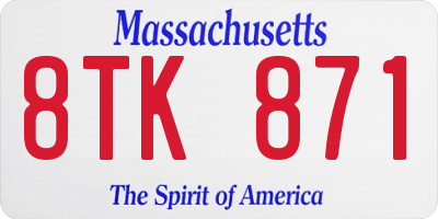 MA license plate 8TK871