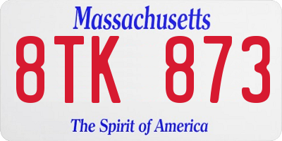 MA license plate 8TK873