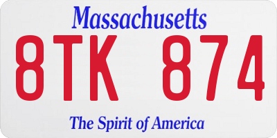 MA license plate 8TK874