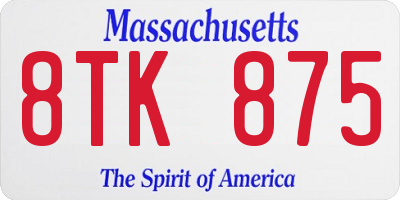 MA license plate 8TK875