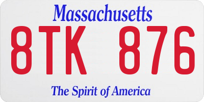 MA license plate 8TK876
