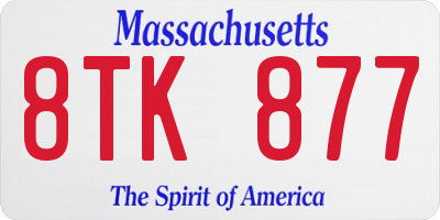 MA license plate 8TK877