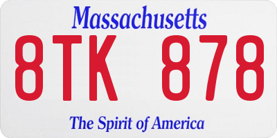 MA license plate 8TK878