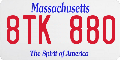 MA license plate 8TK880