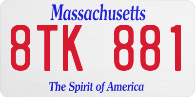 MA license plate 8TK881