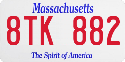 MA license plate 8TK882