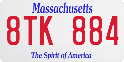 MA license plate 8TK884