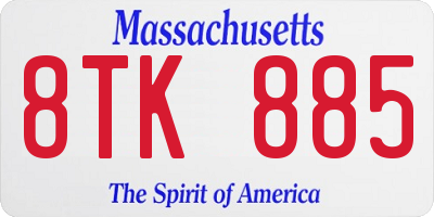 MA license plate 8TK885